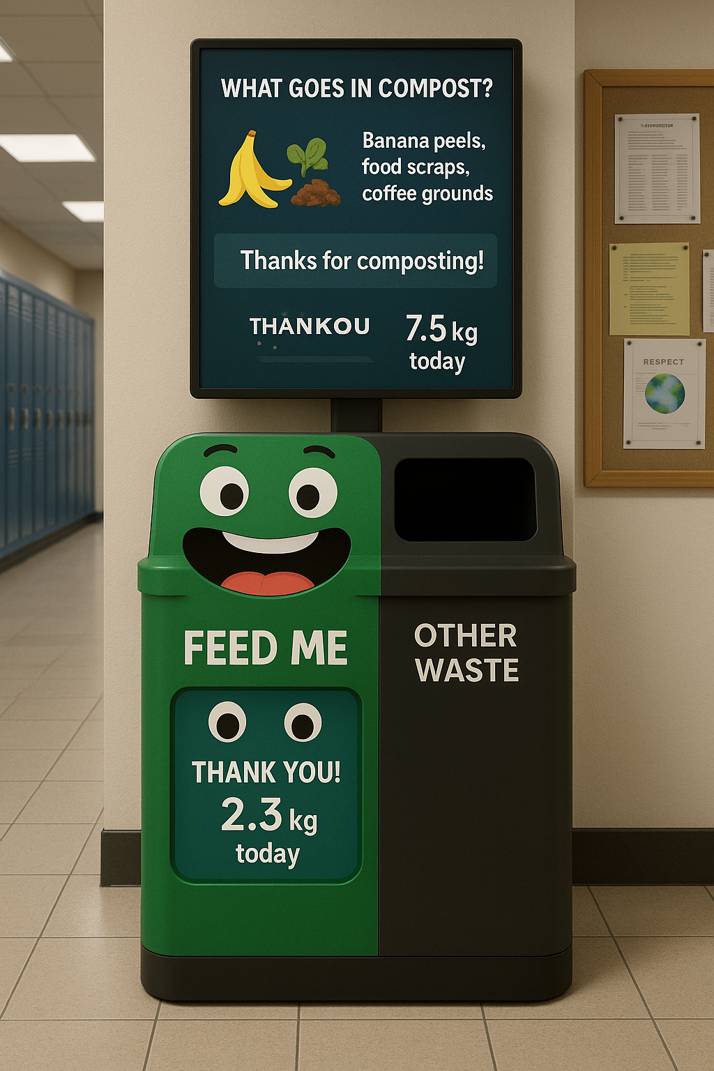 TrashLander Smart Composting Bin - Side View